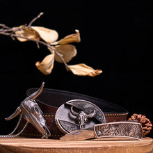 Load image into Gallery viewer, Western Gadget DIY Hidden Knife Buckle Longhorn Bull Pendant Bundle Set

