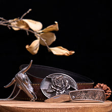 Load image into Gallery viewer, Western Gadget DIY Hidden Knife Buckle Longhorn Bull Pendant Bundle Set
