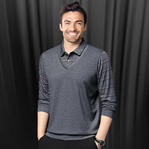 Comfortable Two Piece Lapel Long-Sleeve Shirt