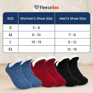 FleeceSox - Fleece-Lined Non-Slip Thermal Slippers Socks (Combo of 2 Sets)