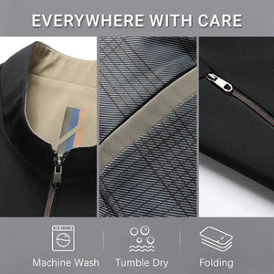 Men's Standing Collar Zipper Casual Jacket