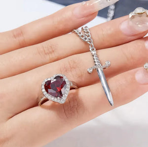 Matching Heart and Sword Necklace
