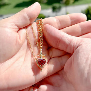 Matching Heart and Sword Necklace