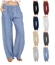 Load image into Gallery viewer, Women&#39;s Summer Linen Cotton Wide Leg Pants
