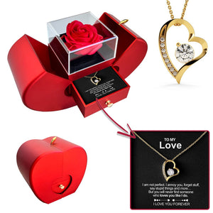 Sterling Silver Necklace - With Real Rose - My Love