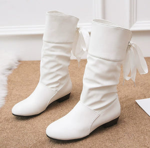 Women's Lace-Up Chunky Heel Mid-Calf Boots
