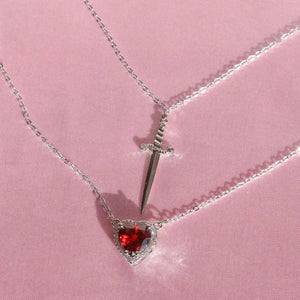 Matching Heart and Sword Necklace