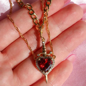 Matching Heart and Sword Necklace