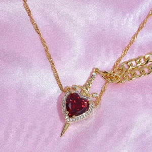 Matching Heart and Sword Necklace