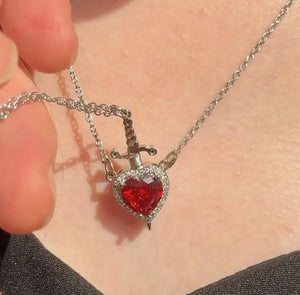 Matching Heart and Sword Necklace