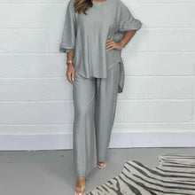 Load image into Gallery viewer, High set and wide leg trousers with long sleeves for women
