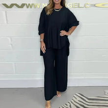 Load image into Gallery viewer, High set and wide leg trousers with long sleeves for women

