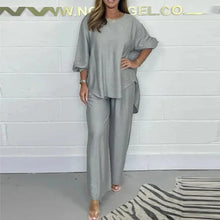 Load image into Gallery viewer, High set and wide leg trousers with long sleeves for women
