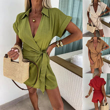 Load image into Gallery viewer, Women&#39;s Romper Cotton Linen Sexy V Neck
