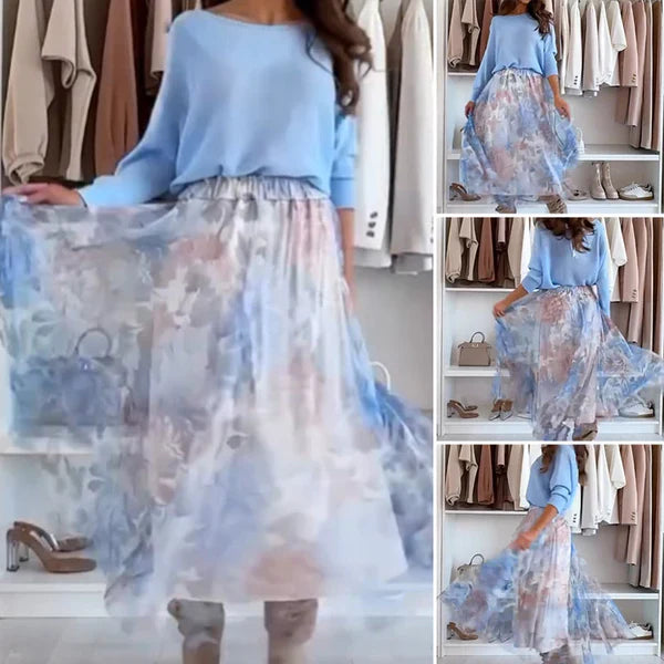 Blue set: top with a cute bow on the back and a tulle skirt